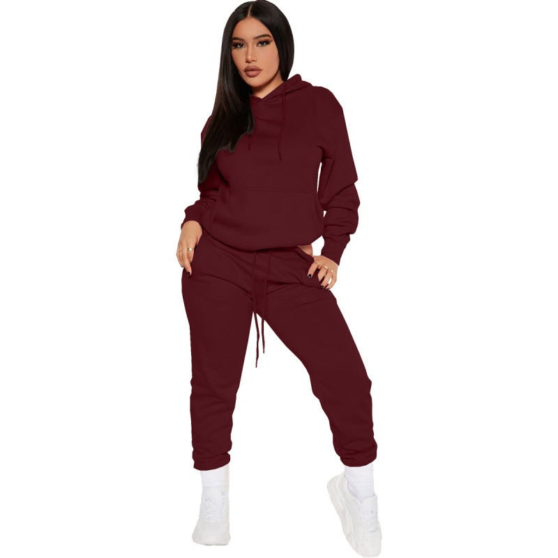 Damen nan zweiteiliges Lounge-Set mit Kapuzenpullover und High-Waist Jogginghose aus weichem French Terry Drune