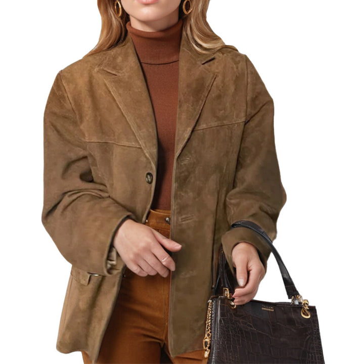 Damen Lederblazer mit strukturiertem Design Drune