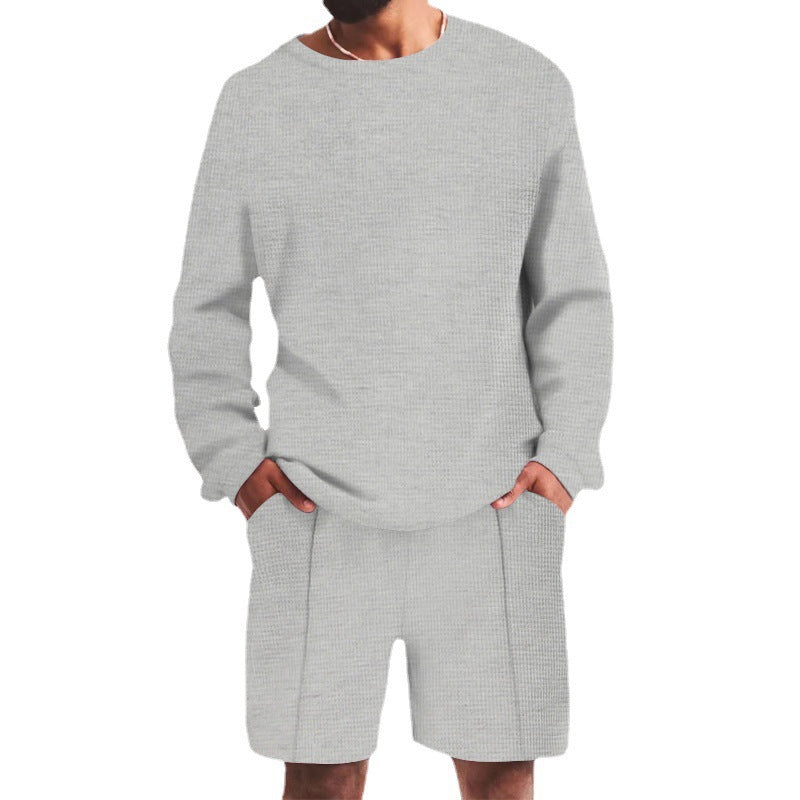 Herren lässiges Sweatshirt- und Shorts-Set mit strukturiertem Design Drune