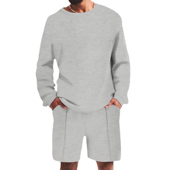 Herren lässiges Sweatshirt- und Shorts-Set mit strukturiertem Design Drune