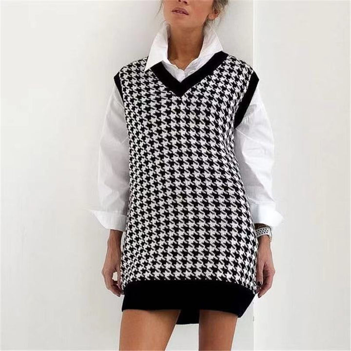 Damen Strickkleid mit angesagtem Hahnentrittmuster Drune