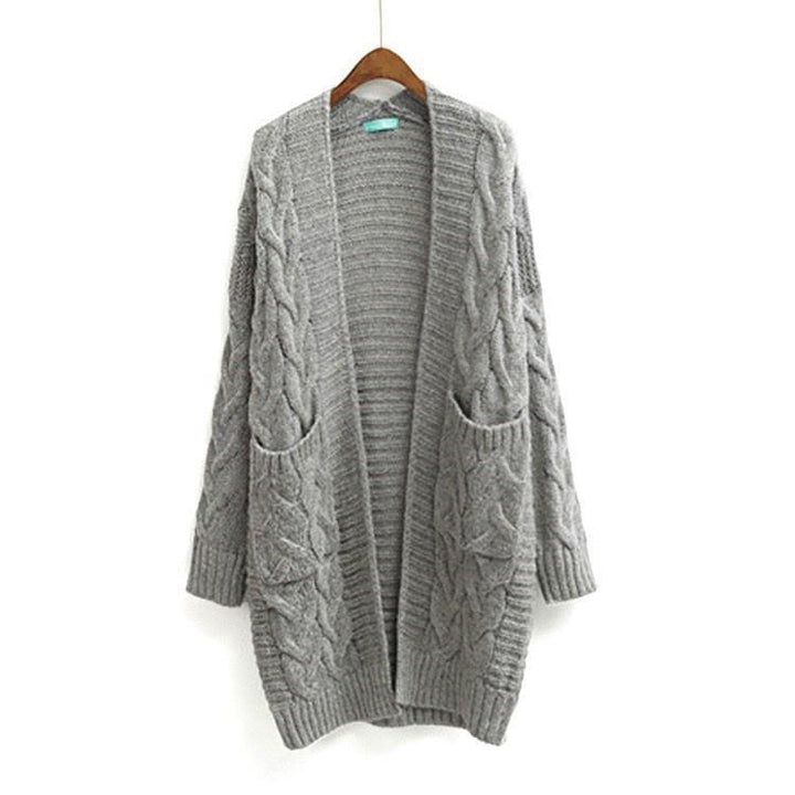 Damen Strickjacke mit grobem Zopfmuster und Taschen Drune