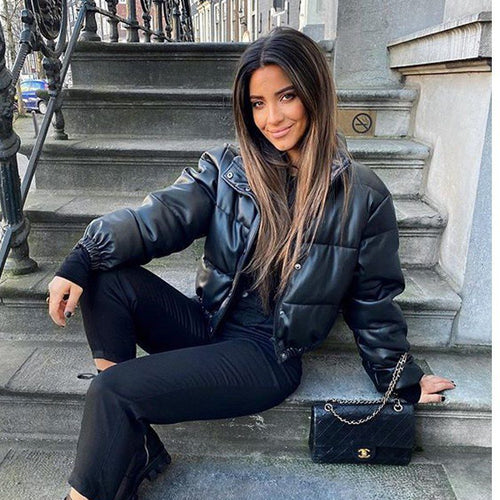 Drune | Leder Pufferjacke - Kurz & Isoliert - Stylisch & Warm - Herbst & Winter Oberbekleidung