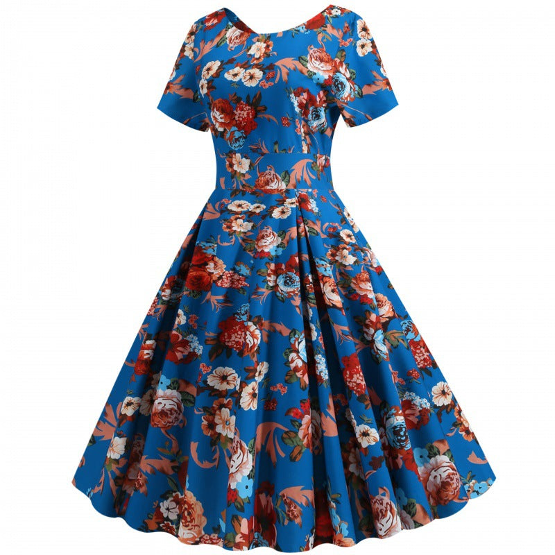Damen Swingkleid mit floralem Design und tailliertem Oberteil Drune