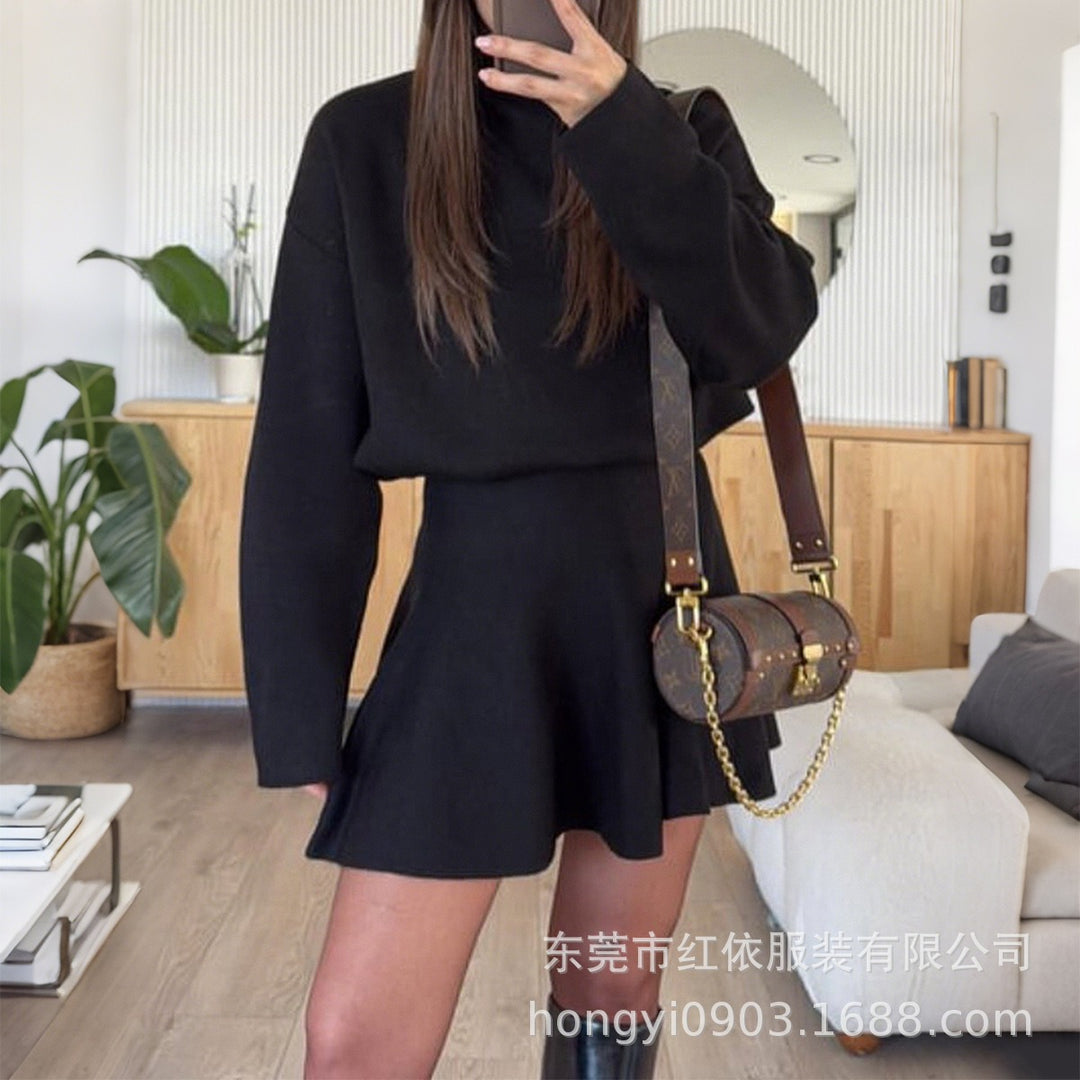Damen lässiges Sweatshirt-Kleid mit hochtägiger Ärmeln Drune