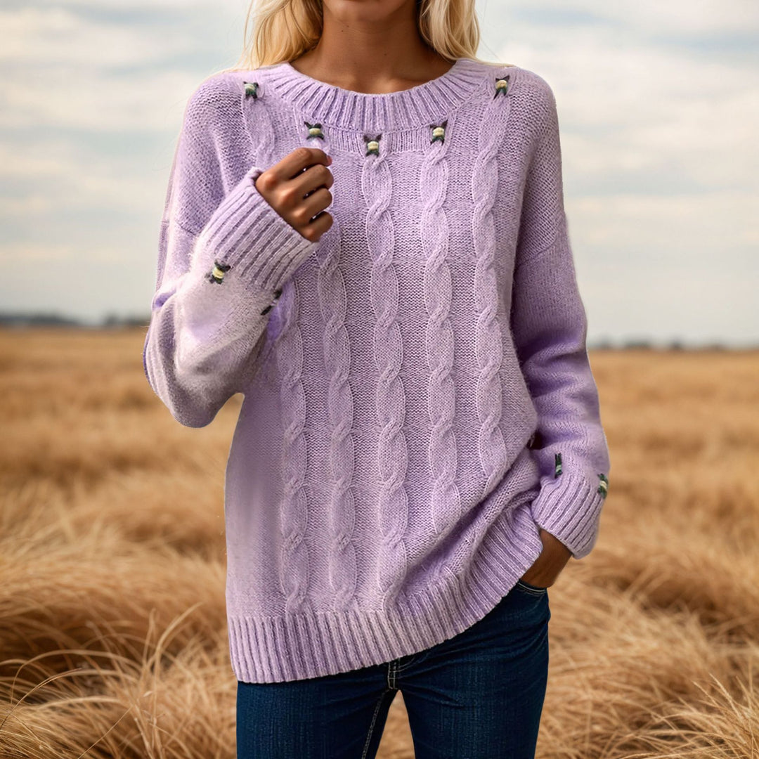 Damen Strickpullover mit lässigem Schnitt und exquisite Details Drune
