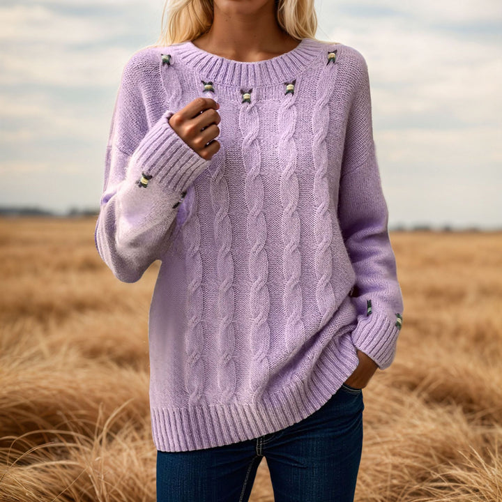 Damen Strickpullover mit lässigem Schnitt und exquisite Details Drune