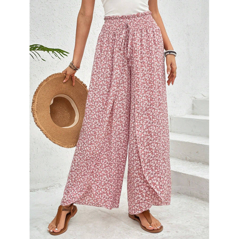 Damen weite Palazzo-Hose mit elastischem Bund und angesagtem Muster Drune