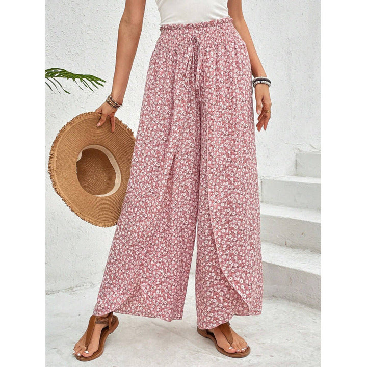 Damen weite Palazzo-Hose mit elastischem Bund und angesagtem Muster Drune