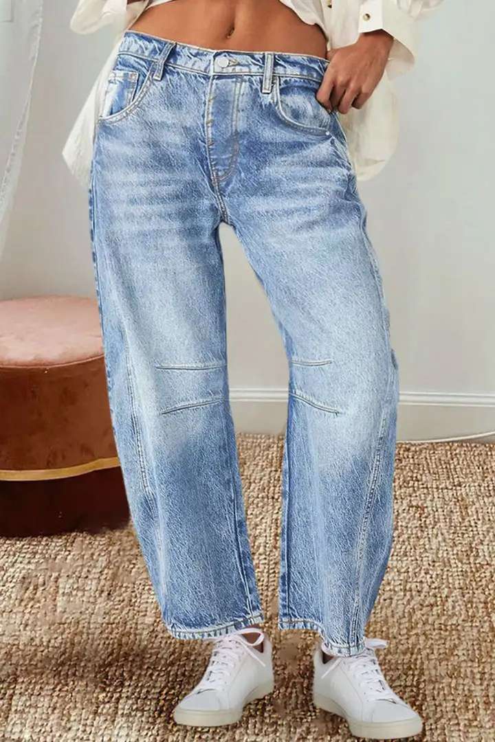 Damen Hoch Taillierte Baggy Jeans Drune