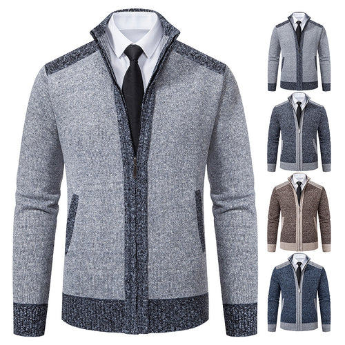 Herren nan strukturierter Strickcardigan mit Stehkragen und durchgehendem Reißverschluss Drune