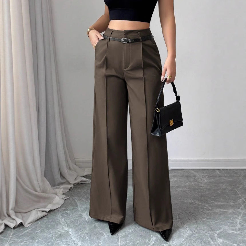 Damen elegante weite Hose mit Bindegürtel Drune