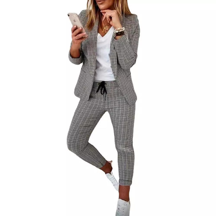 Damen Karierter Blazer mit lässigem Schnitt Drune