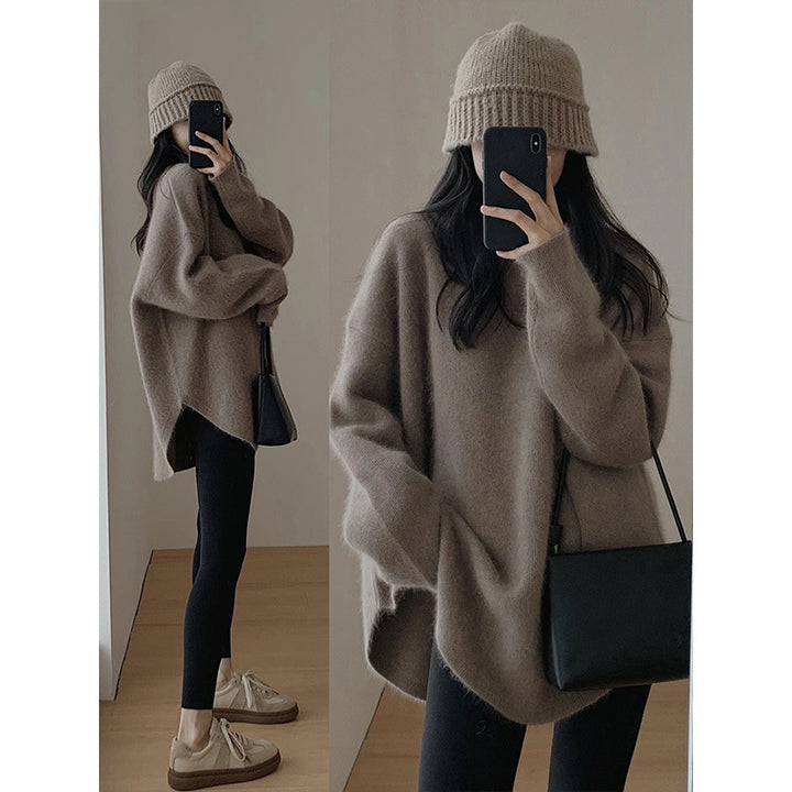 Damen Oversized Kuschelpullover mit strukturierter Oberfläche und lässigem Schnitt Drune