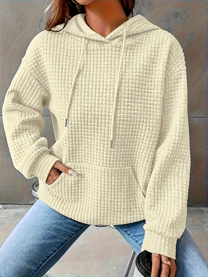 Damen Kapuzenpullover im strukturierten Waffelmuster mit seitlichen Eingrifftaschen Drune