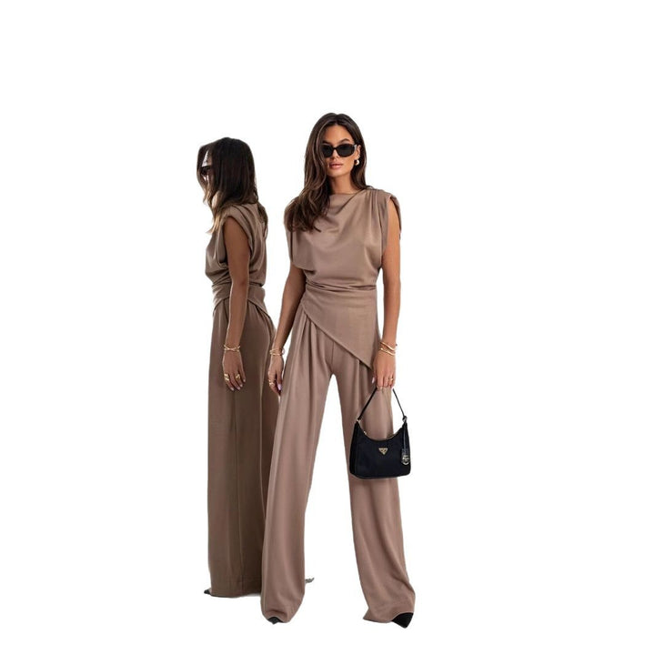 Damen Eleganter Jumpsuit mit asymmetrischem Oberteil Drune
