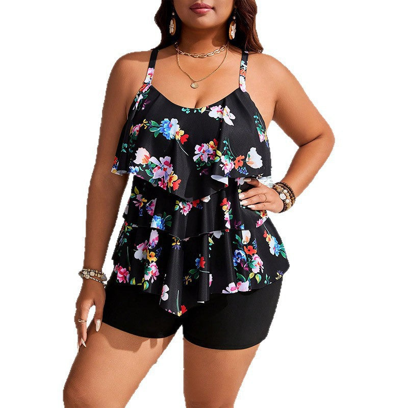 Damen Tankini-Set mit fließendem Volant-Top und figurfreundlichem High-Waist-Höschen Drune