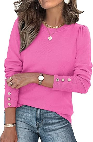 Damen lässiger Pullover mit Knopfdetails Drune