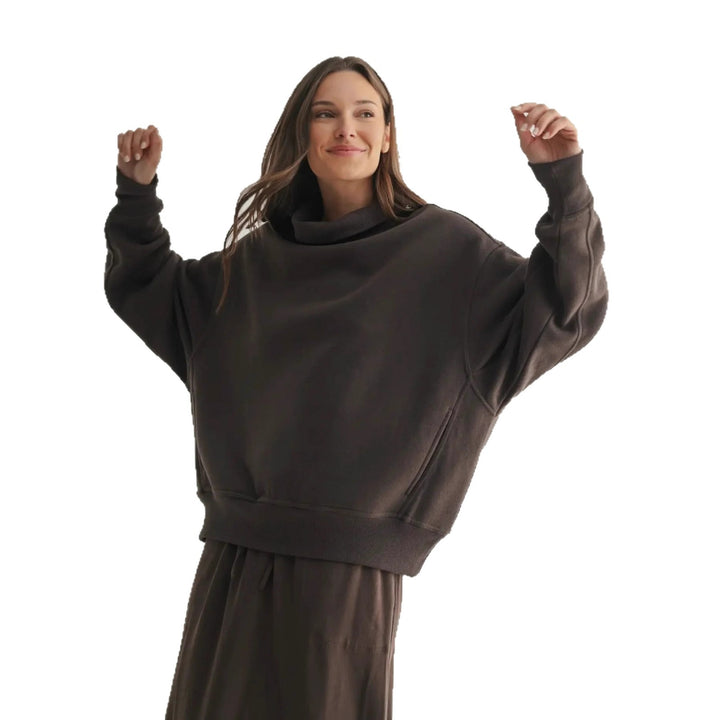 Damen Oversized Pullover mit hochgeschlossenem Kragen und lässiger Passform Drune