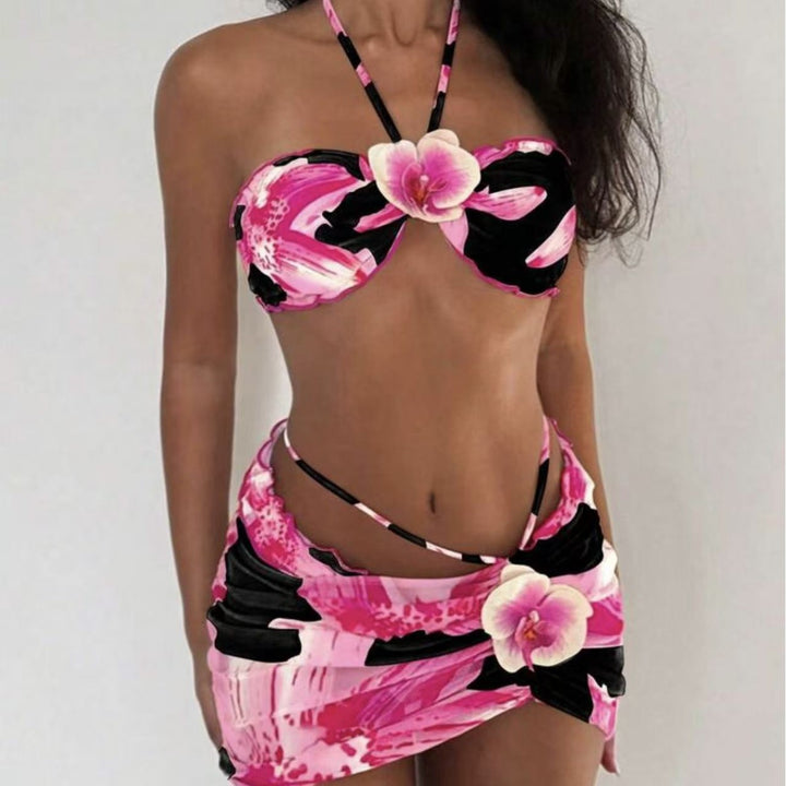 Damen Bikini-Set mit floralem Design und verspieltem Wickelrock Drune