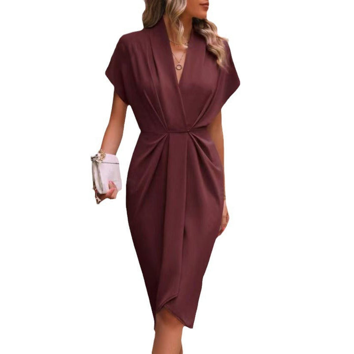 Damen Wickelkleid mit elegantem V-Ausschnitt und Drapierung Drune