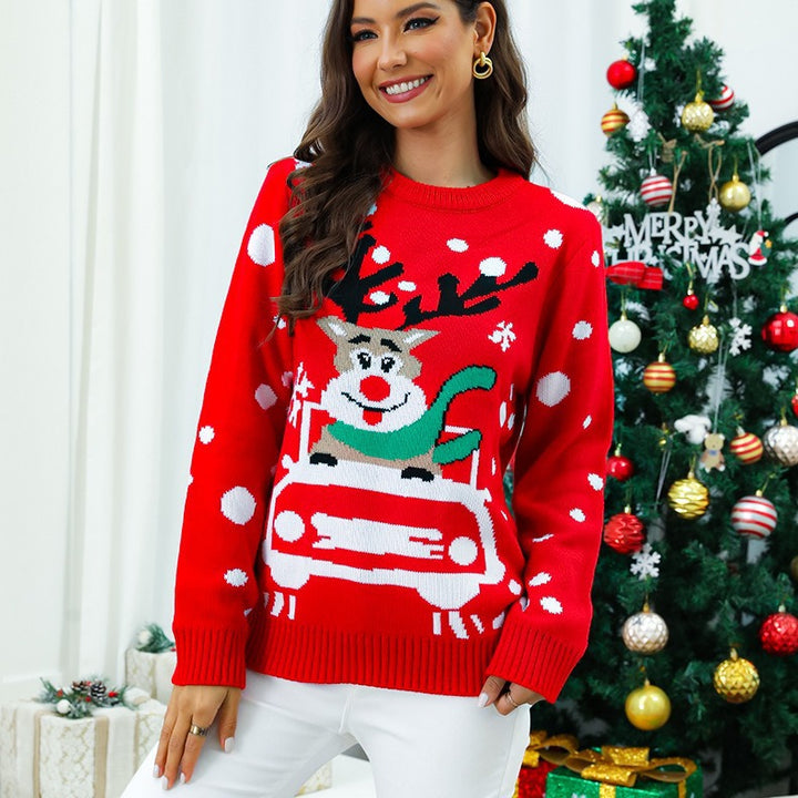 Damen Weihnachtspullover mit festlichem Rentier-Motiv und lebhaftem Design Drune
