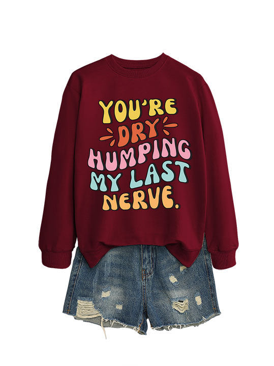 Damen Sweatshirt mit fröhlichem Comic-Slogan und lässigem Schnitt Drune