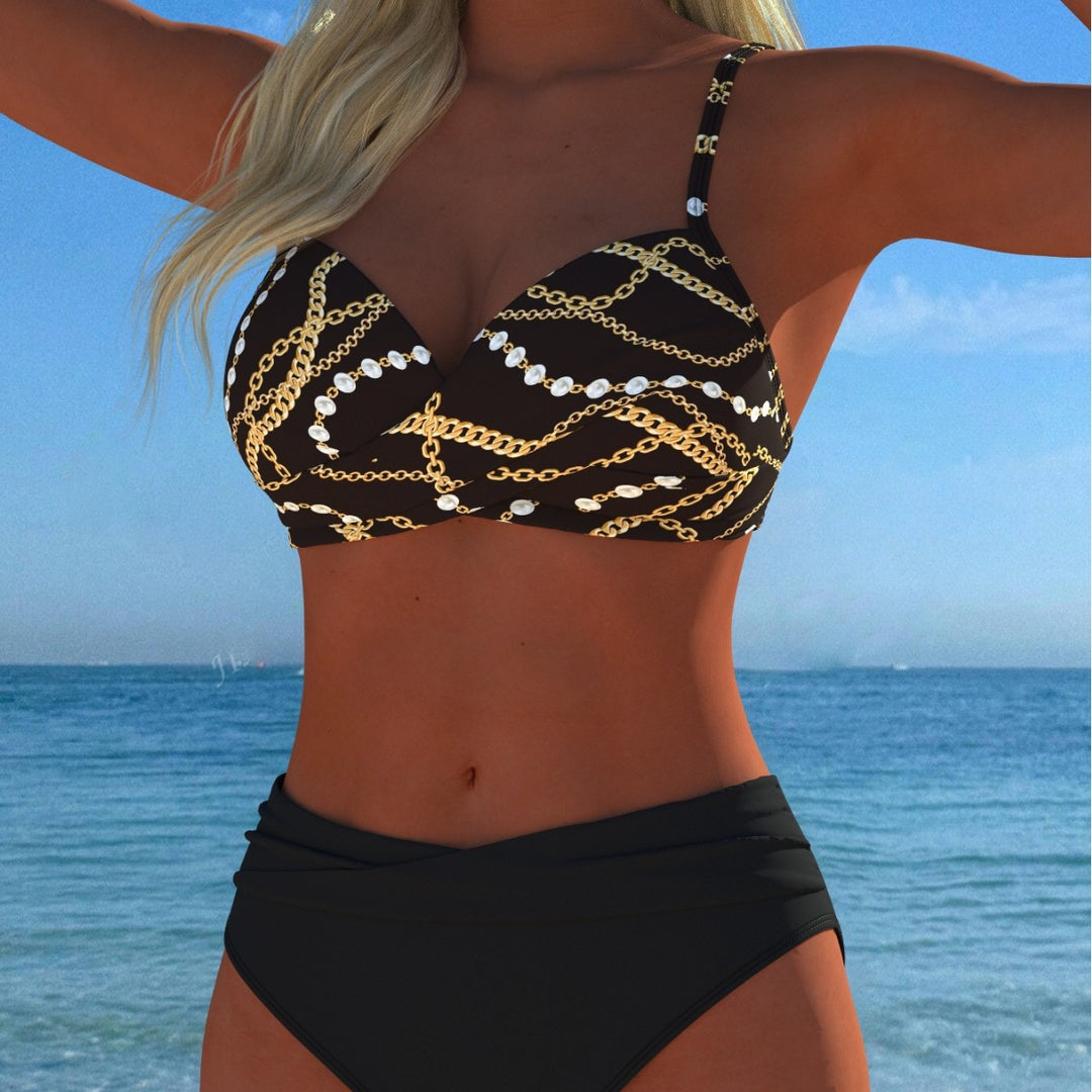 Damen Bikini-Set mit elegantem Kettenmotiv und komfortablem Schnitt Drune
