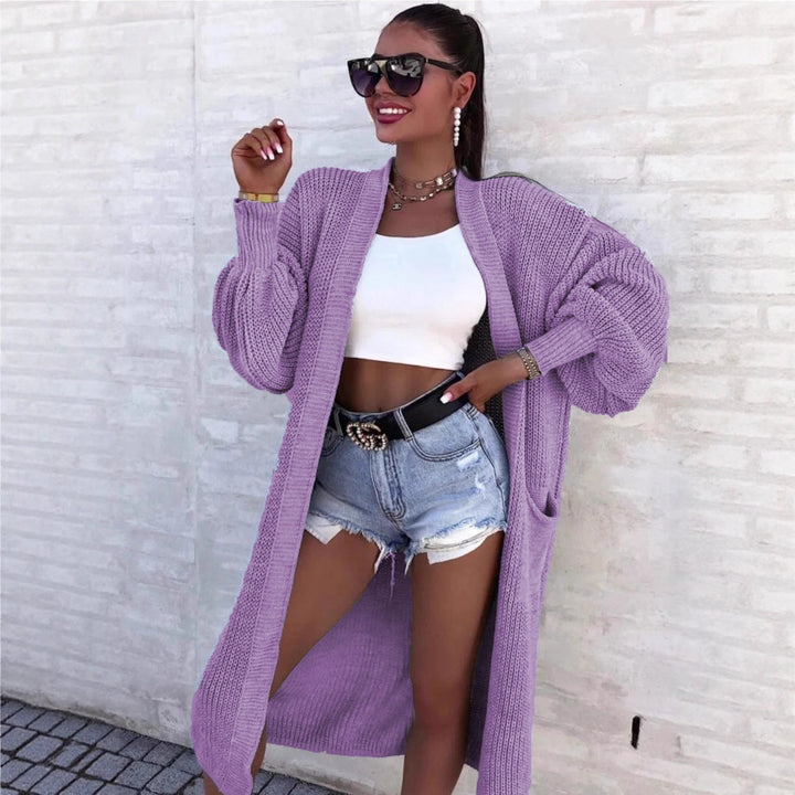 Damen Großer Strickcardigan mit tiefen Taschen und großzügigen Ärmeln Drune