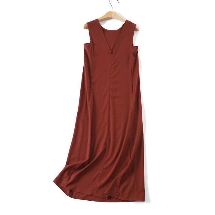 Damen Maxikleid mit elegantem V-Ausschnitt und fließendem Stoff Drune