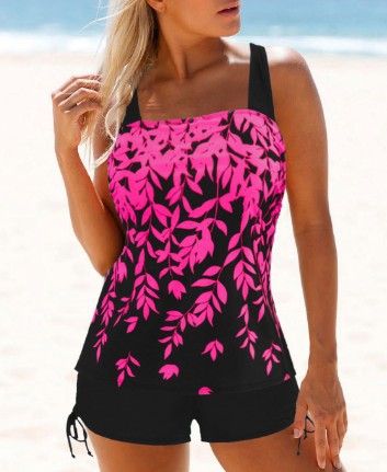 Damen Tankini-Set mit floralem Design und verstellbarem Oberteil Drune