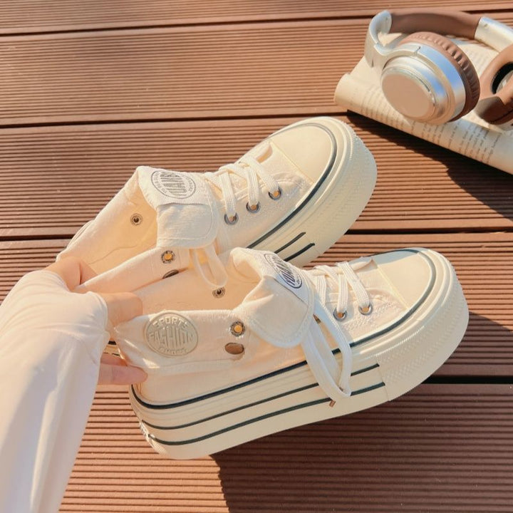 Damen Chunky Sneakers mit hohem Plateau und modischem Schnürsystem Drune