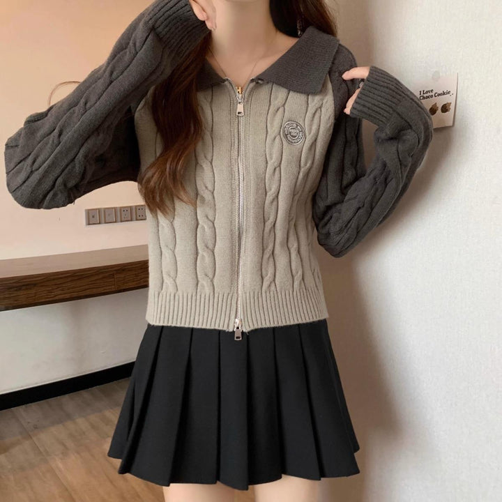 Damen Stilvolle Strickjacke mit Reißverschluss Drune