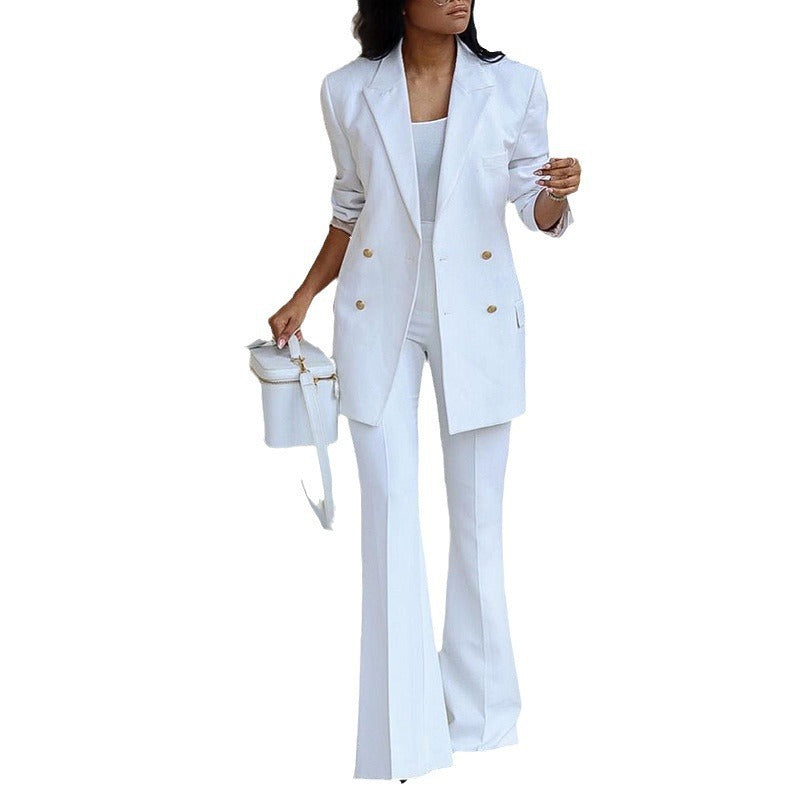 Damen elegantes Blazer-Set mit weitem Bein und Taillengürtel Drune
