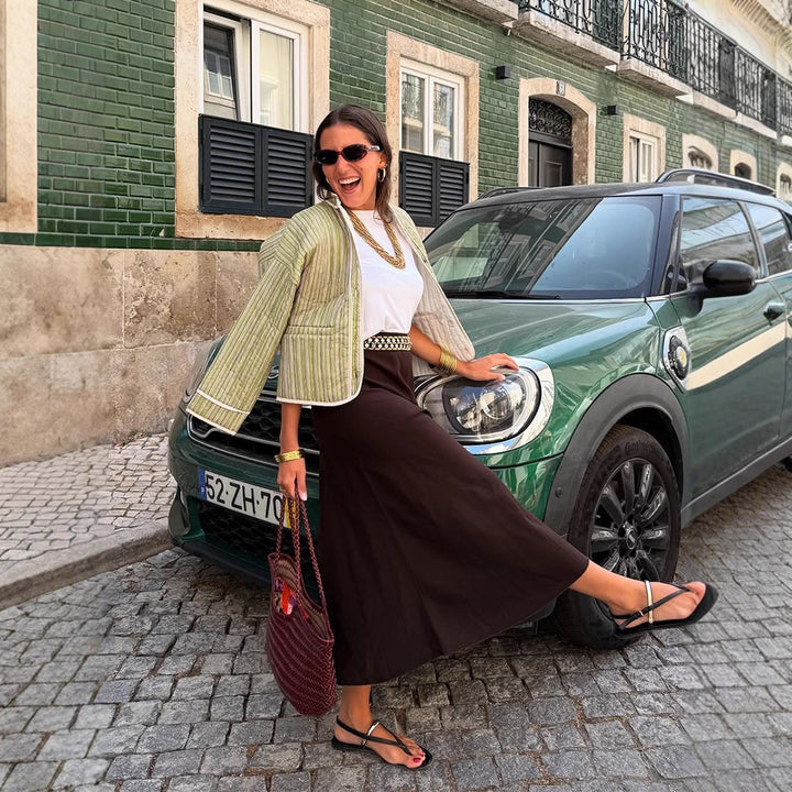 Damen leichte Steppjacke mit modischem Streifenmuster Drune
