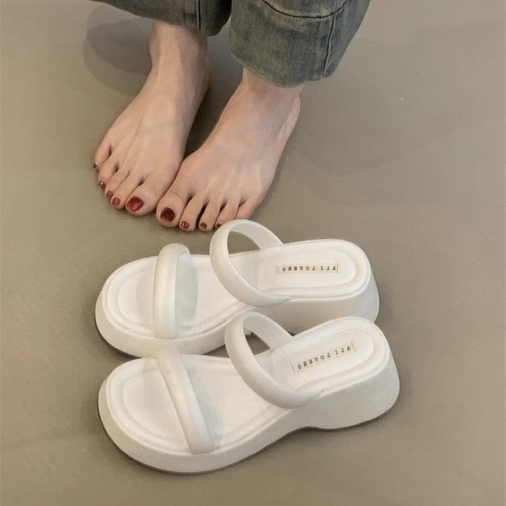 Damen modische Plateausandalen mit breiten Riemen und ergonomischer Sohle Drune