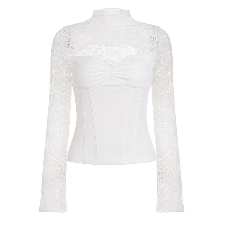 Damen Spitzenbluse mit schickem Halsteil und raffinierter Passform Drune