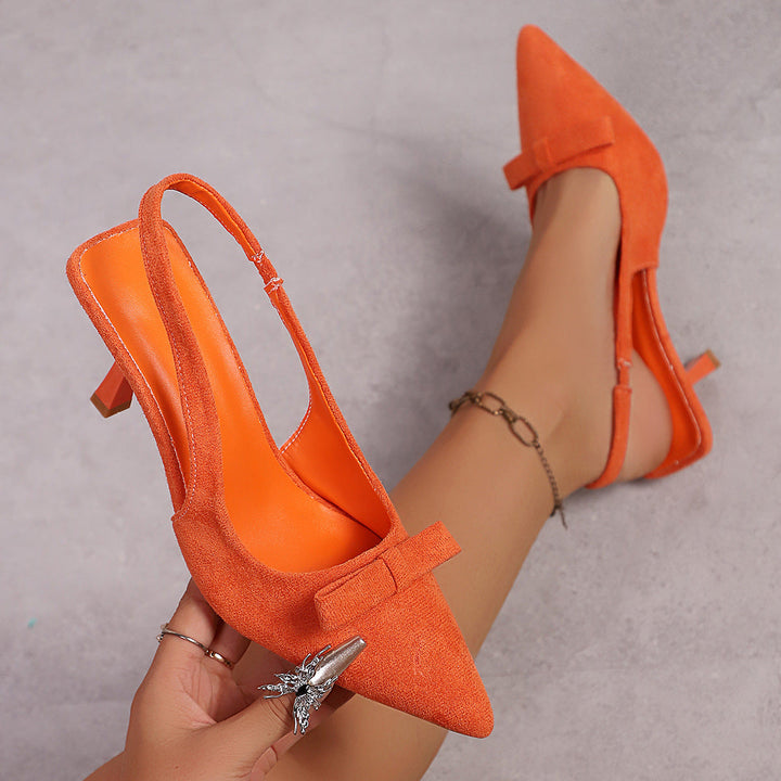 Damen Slingback Pumps mit elegantem Schleifenakzent und feinem Absatz Drune