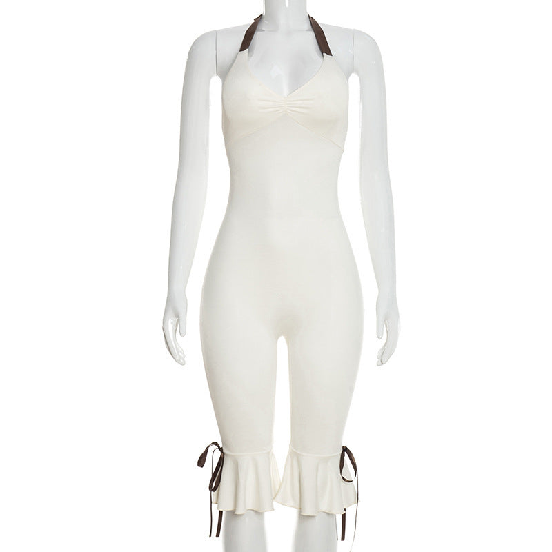 Damen Eleganter Overall mit Rüschendetails und verstellbaren Trägern Drune