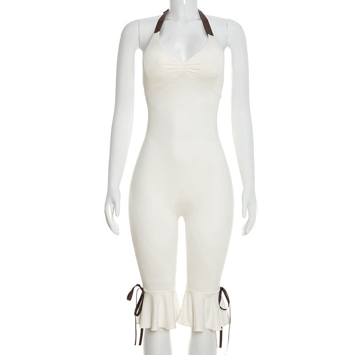 Damen Eleganter Overall mit Rüschendetails und verstellbaren Trägern Drune