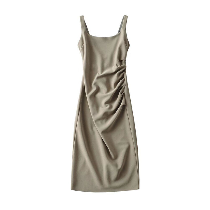 Damen figurbetontes Midi-Kleid mit elegantem Rüschendetail Drune