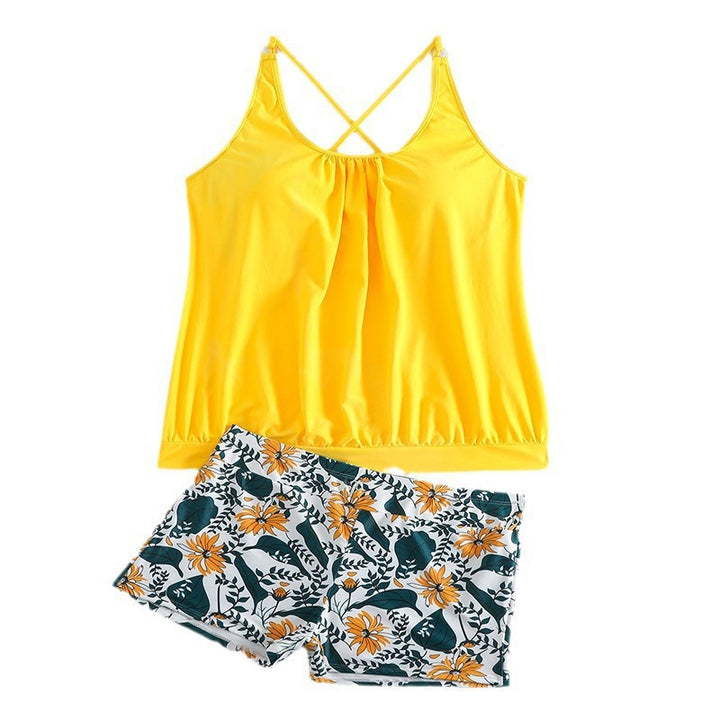 Damen Tankini-Set mit floralem Rock und eleganter Raffung Drune