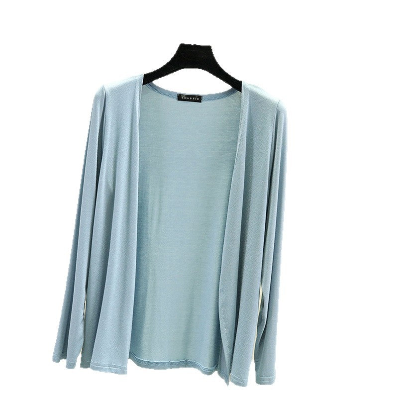 Damen leichte Strickjacke mit offenem Schnitt und langen Ärmeln Drune