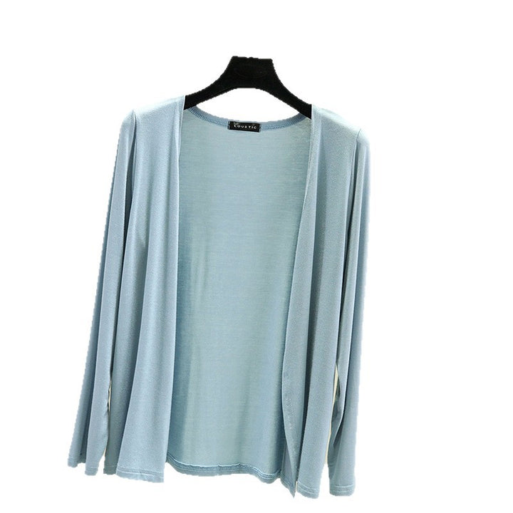 Damen leichte Strickjacke mit offenem Schnitt und langen Ärmeln Drune