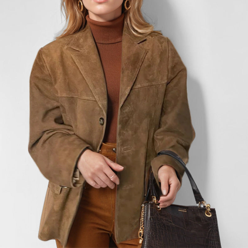 Damen Lederblazer mit strukturiertem Design Drune