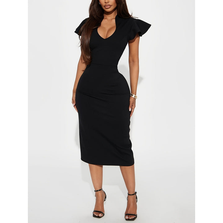 Damen Figurbetontes Midikleid mit Rüschendetails Drune