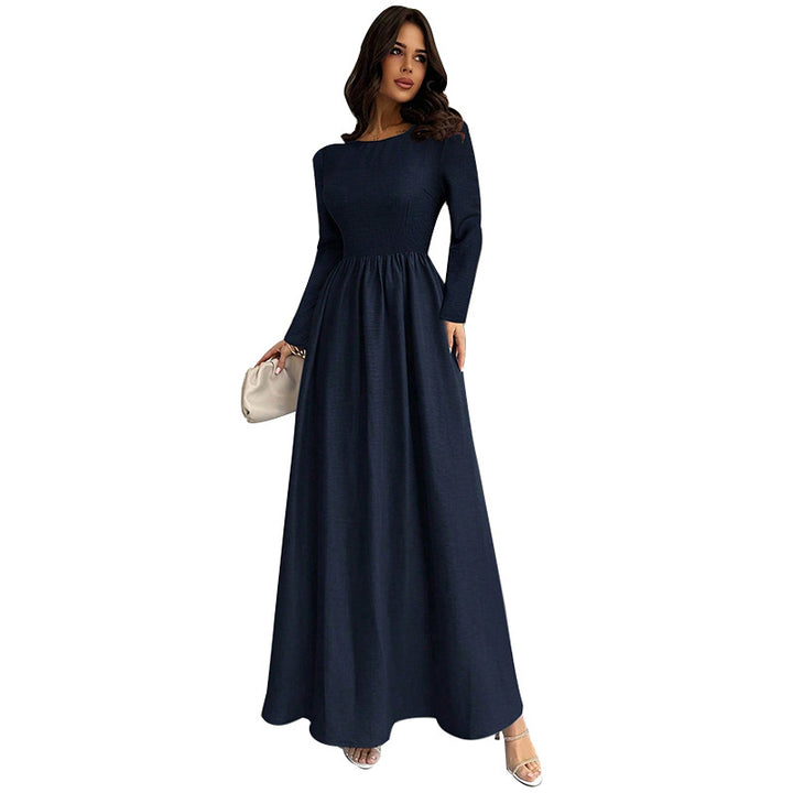 Damen Elegantes Maxikleid mit schmalem Schnitt und langen Ärmeln Drune