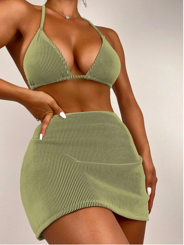 Damen Bikinis mit Hochgeschnittenem Rock Drune