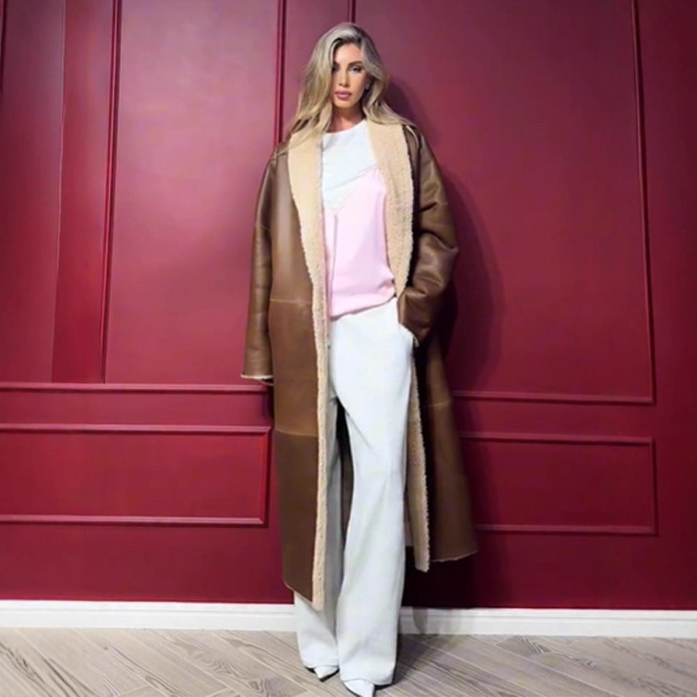 Damen lange, gefütterte Trenchcoatjacke Drune