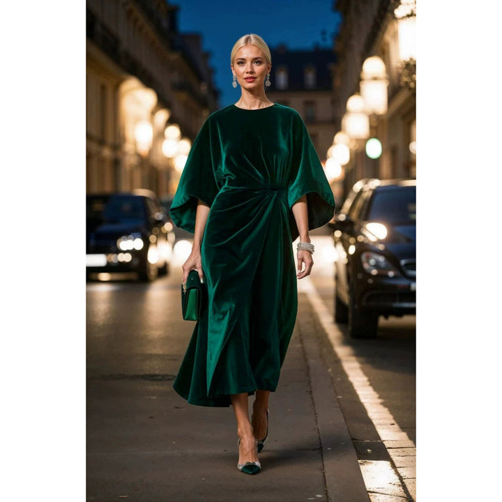 Damen Abendkleid im eleganten Samt-Design mit voluminösen Ärmeln und taillierter Silhouette Drune